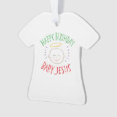 ハッピーバースデーベビーイエス – クリスチャン・クリスマス オーナメント (正面)