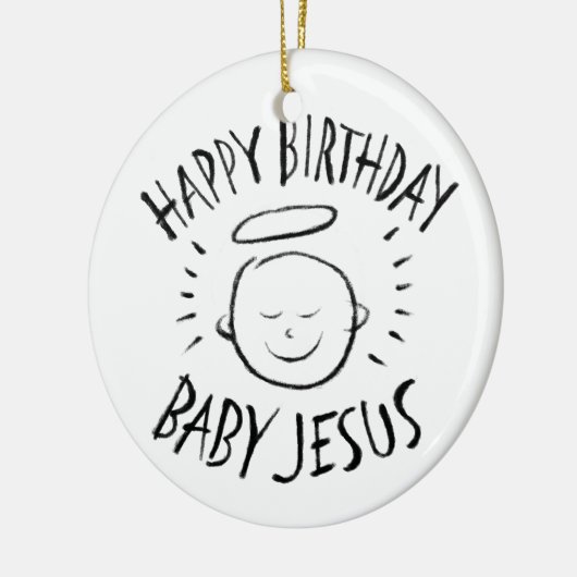 ハッピーバースデーベビーイエス – クリスチャン・クリスマス セラミックオーナメント (左)