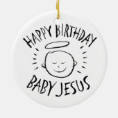 ハッピーバースデーベビーイエス – クリスチャン・クリスマス セラミックオーナメント (裏面)