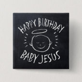 ハッピーバースデーベビーイエス – シャルボードクリスマス 缶バッジ (正面)