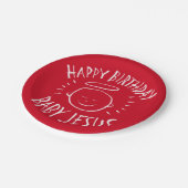 ハッピーバースデーベビーイエズクリスマスシャルボードレッド ペーパープレート (アングル)