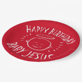 ハッピーバースデーベビーイエズクリスマスシャルボードレッド ペーパープレート (アングル)