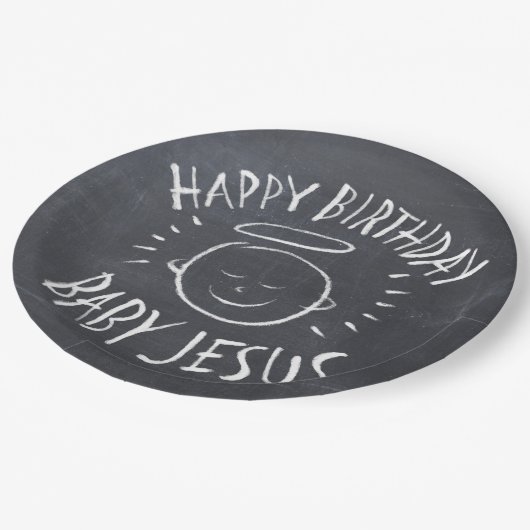 ハッピーバースデーベビーイエズクリスマスシャルボード ペーパープレート (アングル)