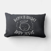 ハッピーバースデーベビーイエズスおもしろいクリスマスクリスチャン ランバークッション (正面)
