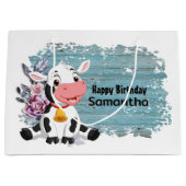 ハッピーバースデーベビーカウブ素朴ルー ラージペーパーバッグ (正面)