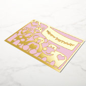 ハッピーバースデーベビーガール動物の金箔 箔シーズンカード (回転した状態)