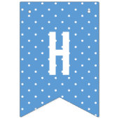 ハッピーバースデーベビーブルーホワイト水玉模様 バンティングフラッグ (第2の旗)