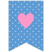 ハッピーバースデーベビーブルーホワイト水玉模様 バンティングフラッグ (第1の旗)