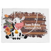 ハッピーバースデーベビー素朴カウラージ抱き枕 ラージペーパーバッグ (正面)