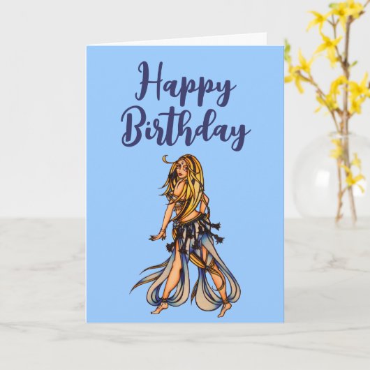 ハッピーバースデーベリーダンサーグリーティングカード カード (黄色い花)