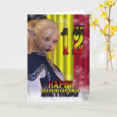 ハッピーバースデーベルギー国旗 カード (黄色い花)