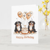 ハッピーバースデーベルネーズマウンテンドッグ カード (黄色い花)