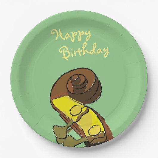 ハッピーバースデーベース楽器紙 ペーパープレート (正面)