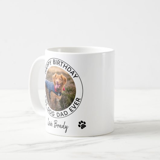 ハッピーバースデーペットの写真 – 最高のドッグパパエバー コーヒーマグカップ (正面左)