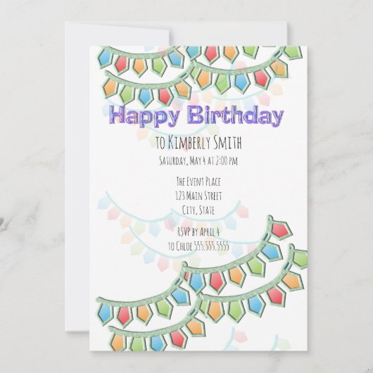 ハッピーバースデーペナントバナー 招待状 (正面)