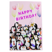 ハッピーバースデーペンギン抱き枕 おもしろい ミディアムペーパーバッグ (正面)