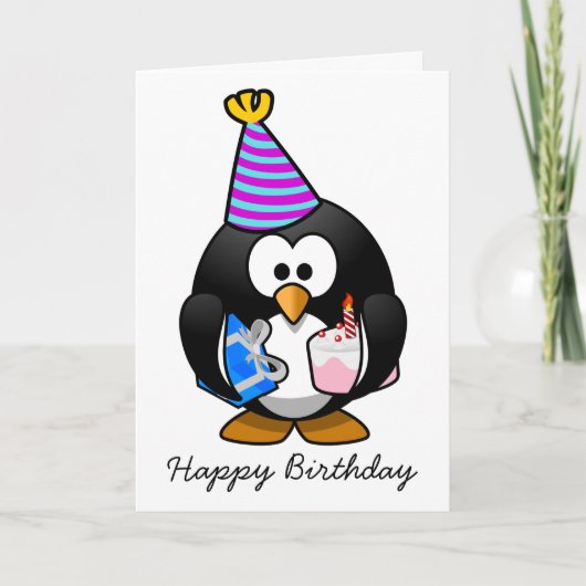 ハッピーバースデーペンギン誕生日 カード (正面)