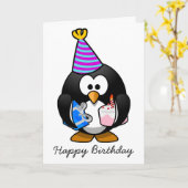 ハッピーバースデーペンギン誕生日 カード (黄色い花)