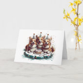 ハッピーバースデーペンブロークウェルシュコーギードッグ カード (黄色い花)