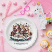 ハッピーバースデーペンブロークウェルシュコーギードッグ ペーパープレート (パーティー)