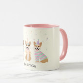 ハッピーバースデーペンブロークウェルシュコーギードッグ マグカップ (正面右)