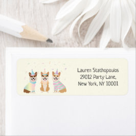 ハッピーバースデーペンブロークウェルシュコーギードッグ ラベル