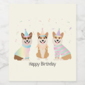 ハッピーバースデーペンブロークウェルシュコーギードッグ ワインラベル (シングルラベル)