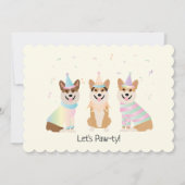 ハッピーバースデーペンブロークウェルシュコーギードッグ 招待状 (正面)