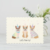 ハッピーバースデーペンブロークウェルシュコーギードッグ 招待状 (スタンド正面)