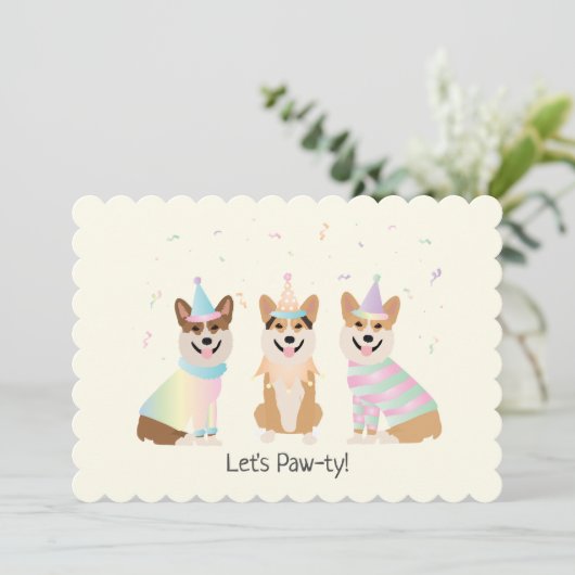 ハッピーバースデーペンブロークウェルシュコーギードッグ 招待状 (スタンド正面)