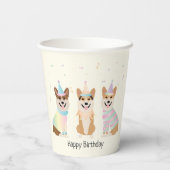 ハッピーバースデーペンブロークウェルシュコーギードッグ 紙コップ (裏面)