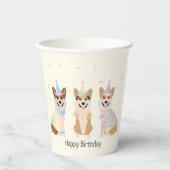 ハッピーバースデーペンブロークウェルシュコーギードッグ 紙コップ (正面)