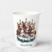 ハッピーバースデーペンブロークウェルシュコーギードッグ 紙コップ (裏面)