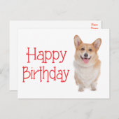 ハッピーバースデーペンブロークコルギワンピードッグはがき ポストカード (正面/裏面)