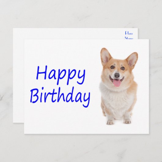ハッピーバースデーペンブロークコーギパピードッグハガキ ポストカード (正面/裏面)
