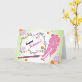 ハッピーバースデーホッケーグリーティングカード – メス カード (黄色い花)