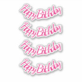 ハッピーバースデーホットピンクスタイリッシュキュートガーリー シール (正面)