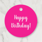 ハッピーバースデーホットピンクホワイトタイポグラフィプレゼント フェイバータグ (裏面)