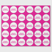 ハッピーバースデーホットピンクホワイト水玉模様かわいい ラッピングペーパー (フラット)