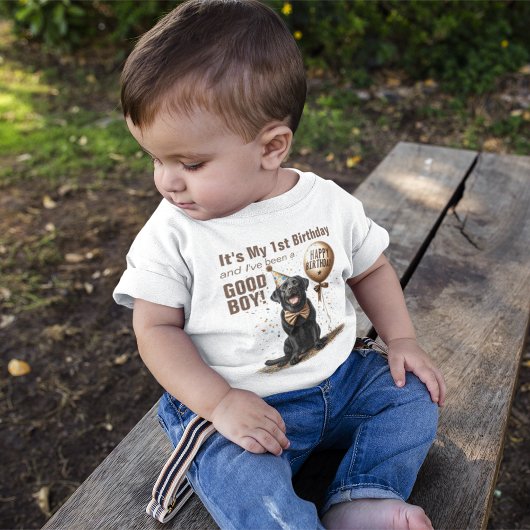 ハッピーバースデーホノリーブラックラボカスタム ベビーTシャツ