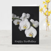 ハッピーバースデーホワイトオーキッド カード (黄色い花)