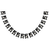 ハッピーバースデーホワイトキャットオンピアノ鍵音符 バンティングフラッグ (全)