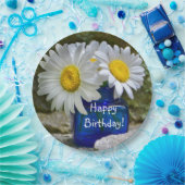 ハッピーバースデーホワイトデイジー ペーパープレート (パーティー)