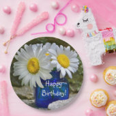 ハッピーバースデーホワイトデイジー ペーパープレート (パーティー)