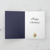 ハッピーバースデーホワイトレッドローズボタニカルアート カード (内部)