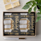 ハッピーバースデーホワイト金ゴールドティッシュペーパー 薄葉紙 (ギフト)