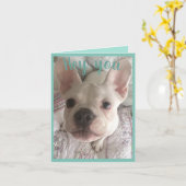 ハッピーバースデーホワイト·ブルドッフランスのグ·フローラ·カード カード (黄色い花)