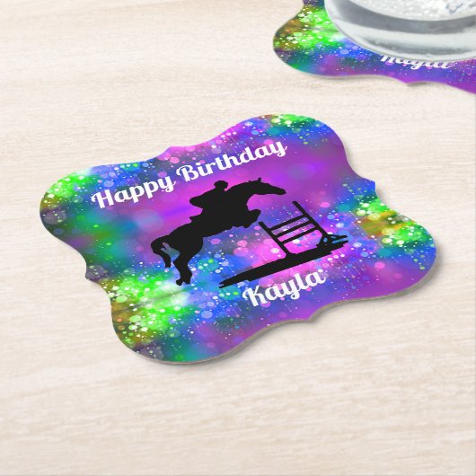 ハッピーバースデーホースハンタージャンパーエクストリアン ペーパーコースター (アングル)