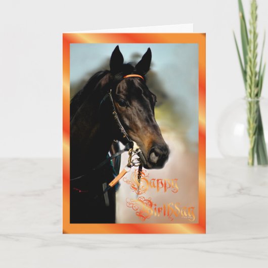 ハッピーバースデーホース誕生日カード馬好き カード (正面)