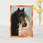 ハッピーバースデーホース誕生日カード馬好き カード (黄色い花)